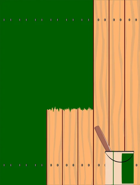 Painting A Green Fence — Stock Vector