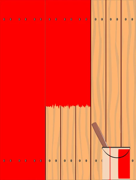 Kırmızı bir çitleri boyamak — Stok Vektör