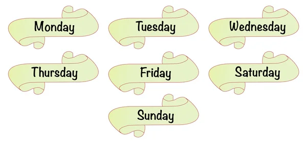 Nome do dia pergaminhos —  Vetores de Stock