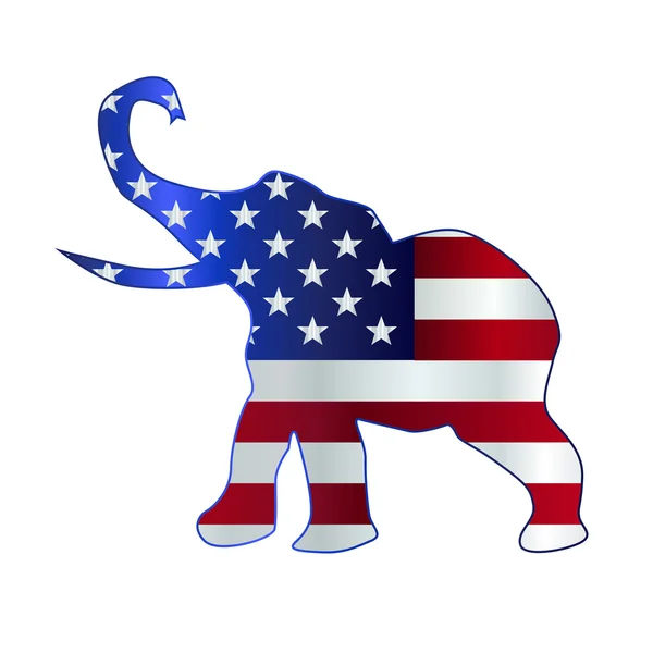 Drapeau républicain éléphant — Image vectorielle