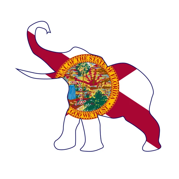 Florida Republican Elephant Flag — ストックベクタ