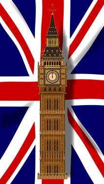 Big Ben ile İngiliz Jack bayrağı