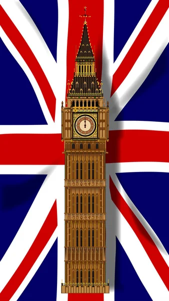 Union Jack Flag with Big Ben — Stock Vector