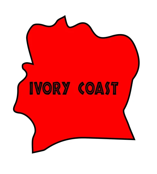 Ivory Coast czerwona sylweta — Wektor stockowy