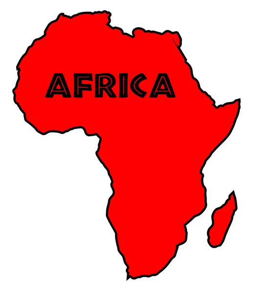 Africa Red Silhouette Mappa — Vettoriale Stock