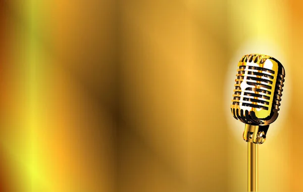 Guld steg mikrofon bakgrund — Stock vektor
