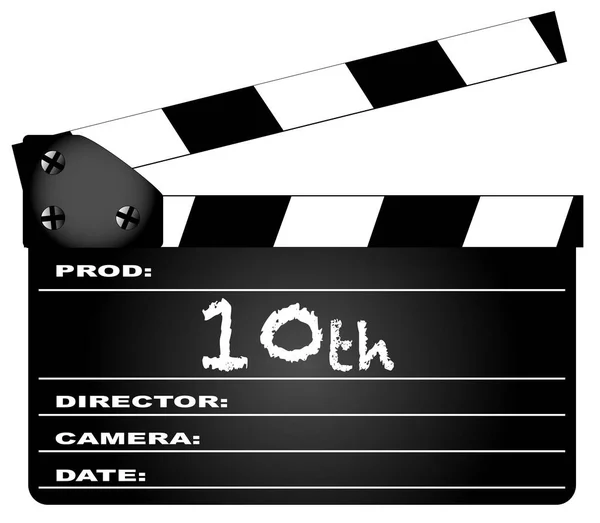 Decimo anno Clapperboard — Vettoriale Stock