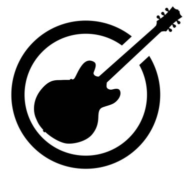 Siyah mürekkep damgası yarı gitar