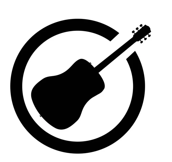 Timbro di inchiostro nero per chitarra acustica — Vettoriale Stock