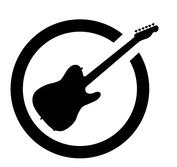 Gitar siyah mürekkep damgası — Stok Vektör