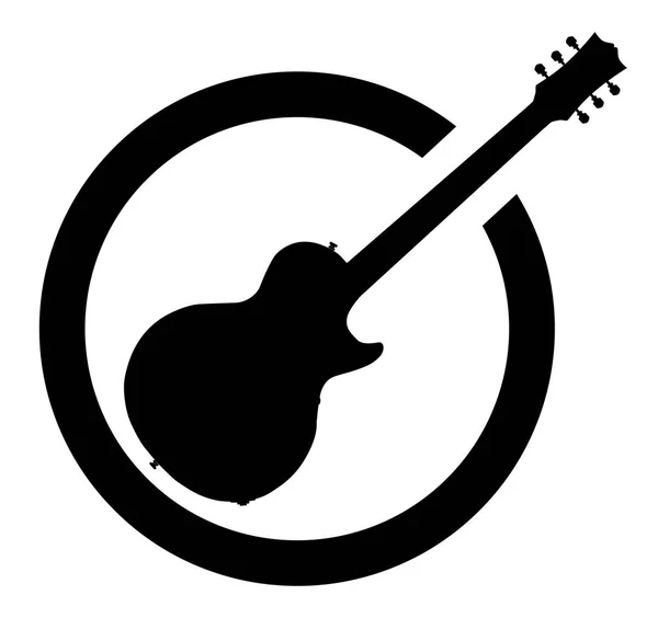 Black Ink Stamp Guitar — Stock Vector