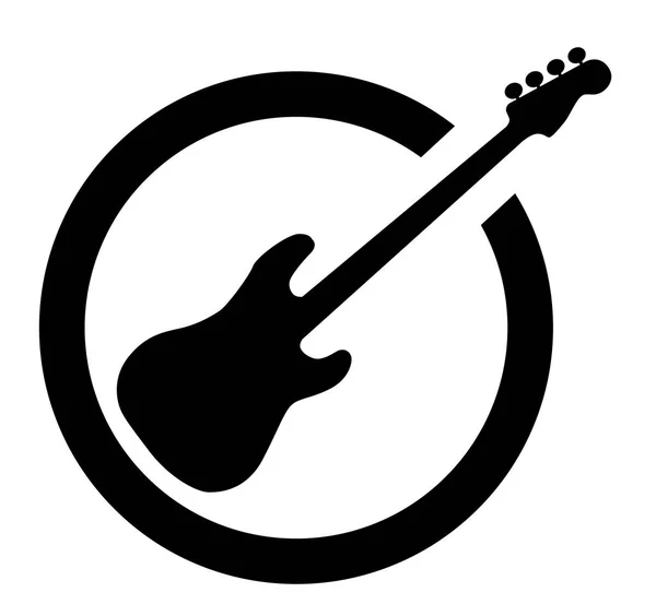 Basse Guitare Noir Timbre d'encre — Image vectorielle