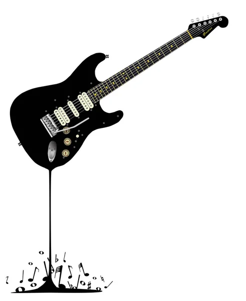 Płynu czarny gitara — Wektor stockowy