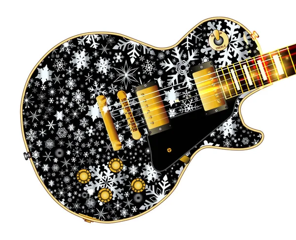 クリスマス雪の結晶ギター — ストックベクタ