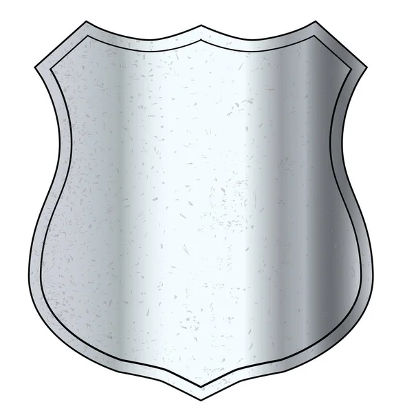 Escudo de plata en blanco — Vector de stock