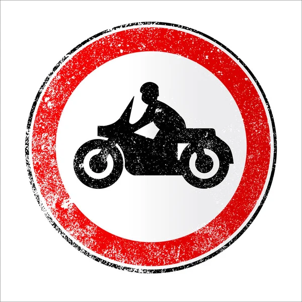 Motorcycle Round Traffic Sign Grunge — Stock Vector