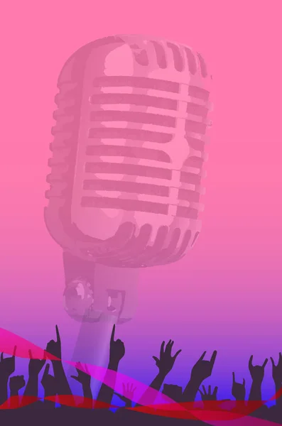 Cartel de audiencia nocturna de karaoke — Vector de stock