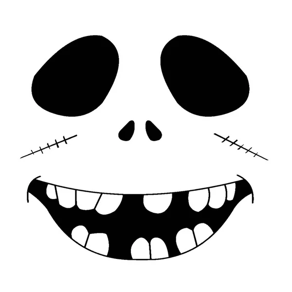 Cara de monstruo blanco y negro — Vector de stock