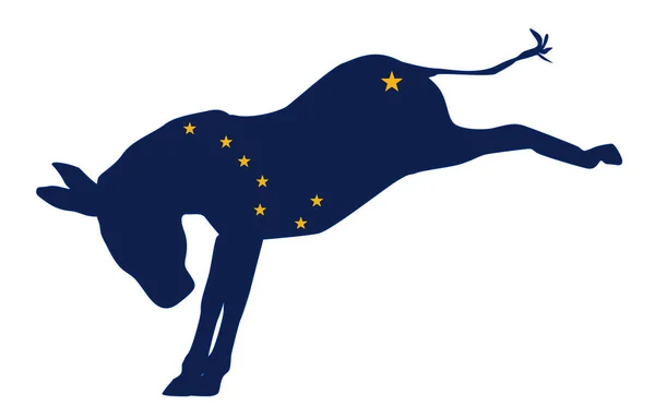 Alaszkai Demokrata szamár zászló — Stock Vector