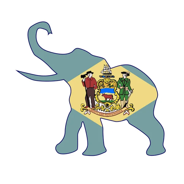 Bandera del elefante republicano de Delaware — Vector de stock