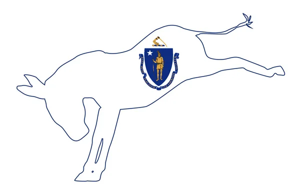 Massachusetts demokrat Donkey flagga — Stock vektor