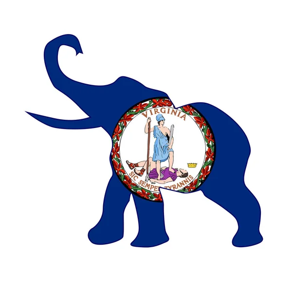 Vlag van Virginia Republikeinse olifant — Stockvector