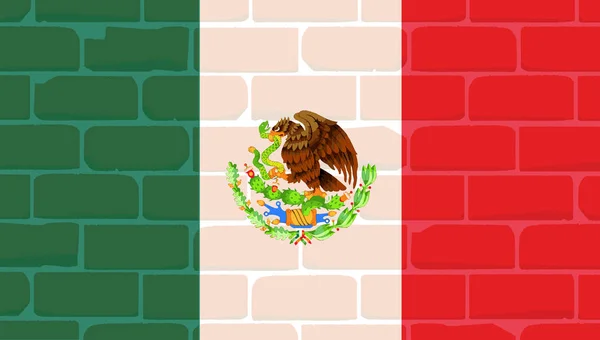 Tembok Meksiko Dan Bendera - Stok Vektor