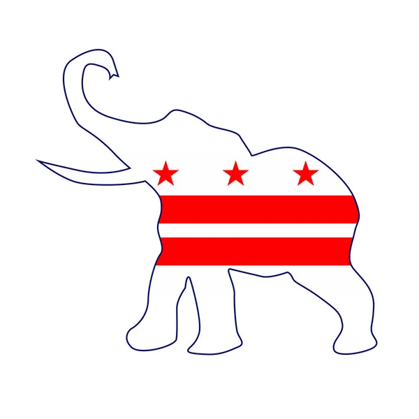 Bandeira do elefante republicano de Washington DC — Vetor de Stock