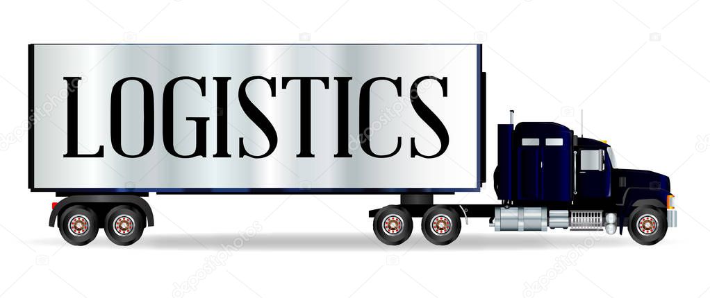 Truck Tractor Unit And Trailer With Logistics Inscription