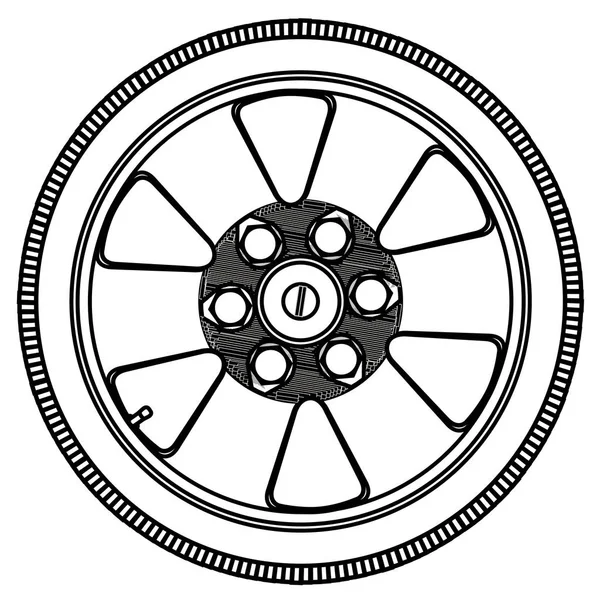 Neumático de perfil bajo con rueda — Vector de stock