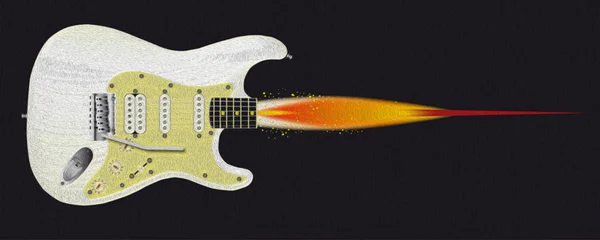 Guitarra Rocket Pintura a óleo — Fotografia de Stock