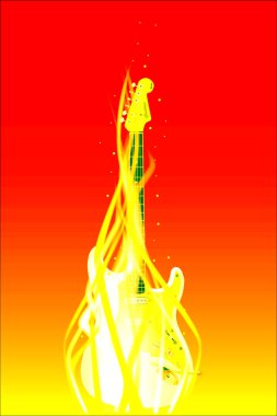 Yanan gitar arka plan