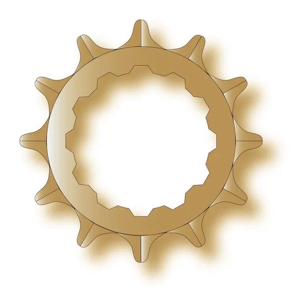 Colore ottone bicicletta posteriore Cog — Foto Stock