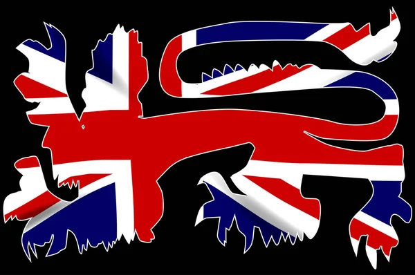British Lion Silhouette sulla bandiera Union Jack — Vettoriale Stock