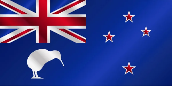 Neuseeland-Flagge mit Kiwi-Glanz — Stockvektor