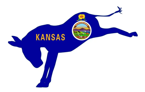 Kansas Democrat Donkey Flag — Stock Vector