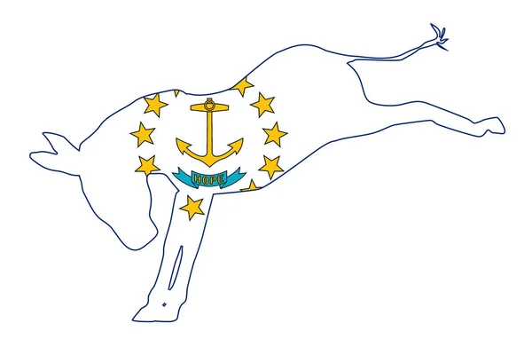 Rhode Island Democrat Donkey flagga — Stock vektor