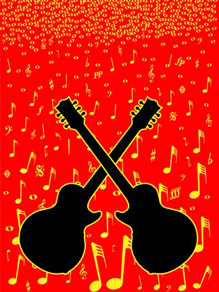 Zene és a gitár háttér — Stock Vector