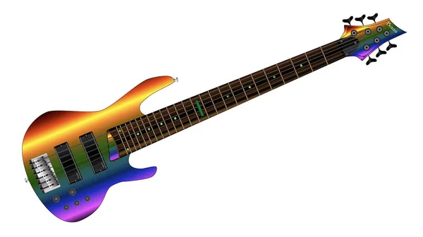 Arco iris gran cuello bajo guitarra — Archivo Imágenes Vectoriales