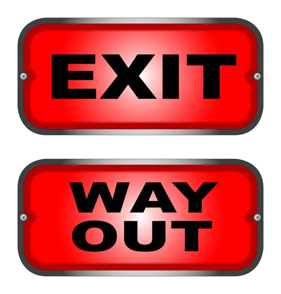 Red EXIT and WAY OUT sign — Stock Vector