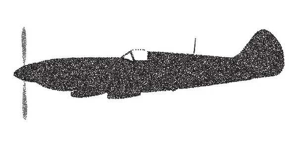 Silueta punteada de avión de combate — Archivo Imágenes Vectoriales