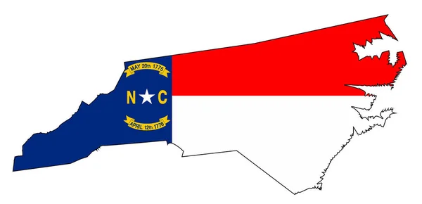 ノースカロライナの概要の地図と国旗 — ストックベクタ
