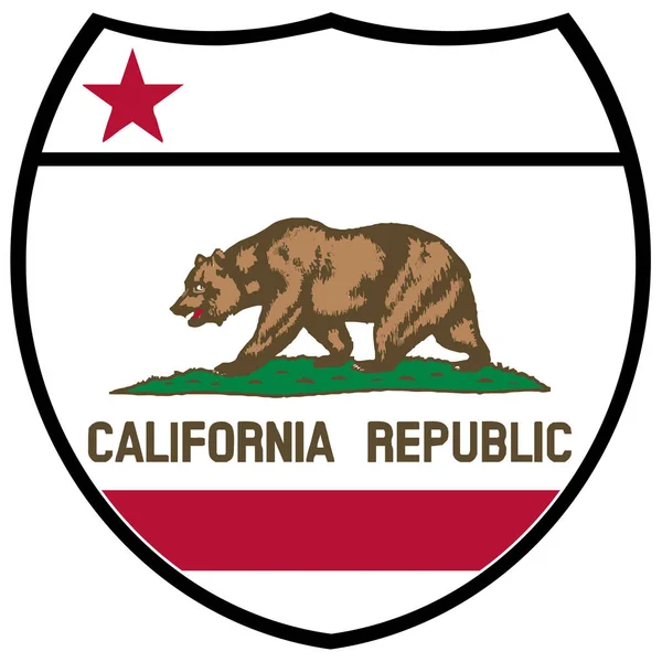 Bandeira do Estado da Califórnia em um sinal interestadual — Vetor de Stock
