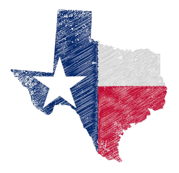 Mapa de Texas Grunge y Bandera — Vector de stock