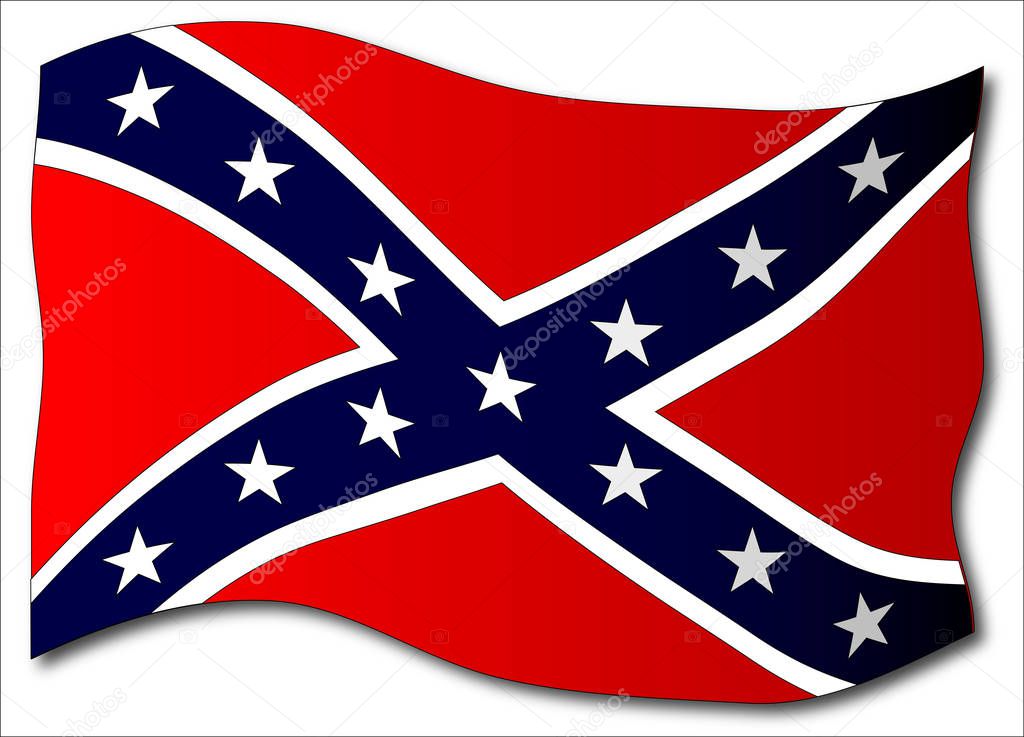 Waving Confederate Flag Isolated