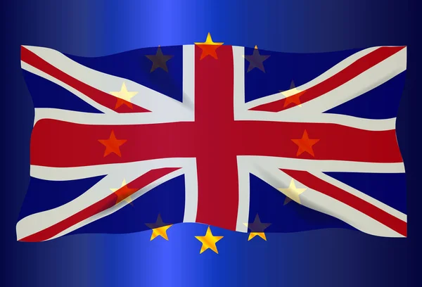 Union Jack sur le drapeau de l'UE — Image vectorielle