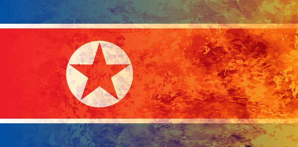 Burning North Korean Flag — Stock Vector