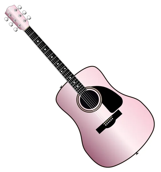 Guitarra Acústica Rosa — Vetor de Stock