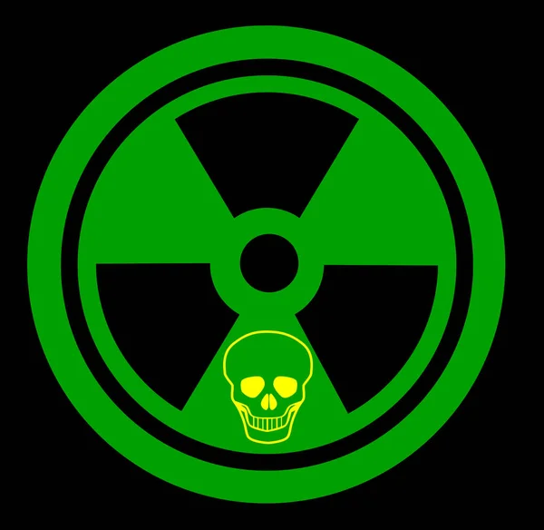 Caution Radioactive Sign With Skull — Stock Vector