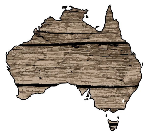 Mapa de Australia en madera a la deriva — Archivo Imágenes Vectoriales